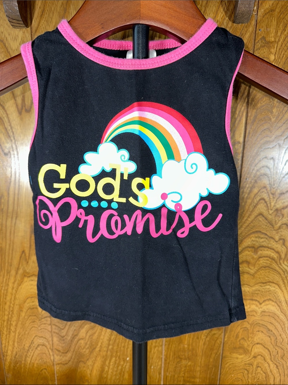 🎉Kids Black 'God's Promise' Tank Top with Rainbow Graphic. D311